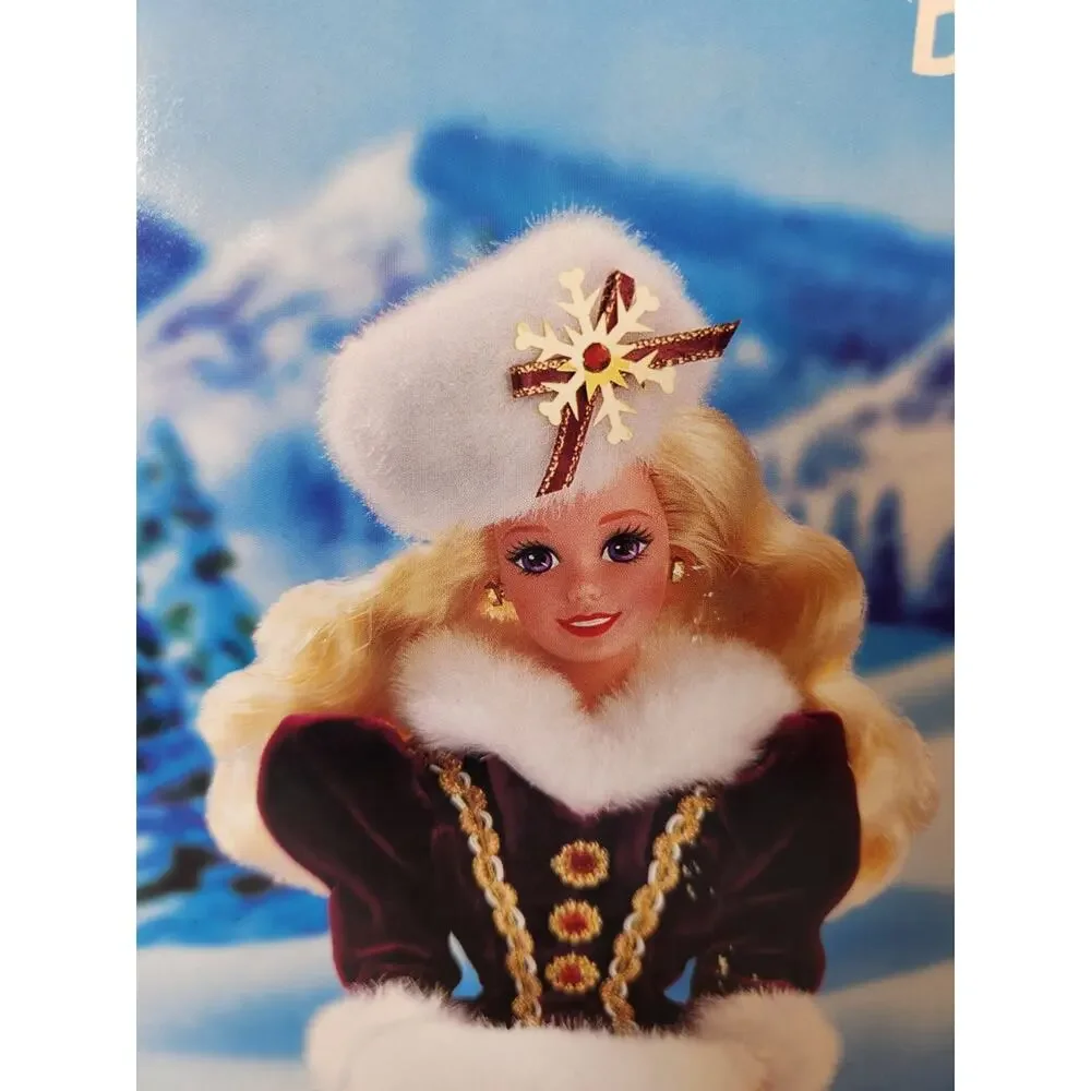 1996 BARBIE Happy Holidays Special Edition Mattel 15646 NRFB Coat Fur Burgandy